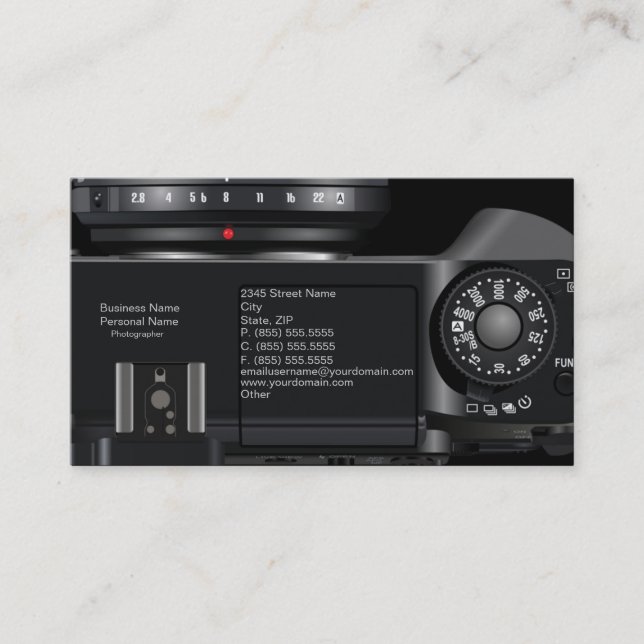 Tarjeta de visita profesional del fotógrafo (Anverso)