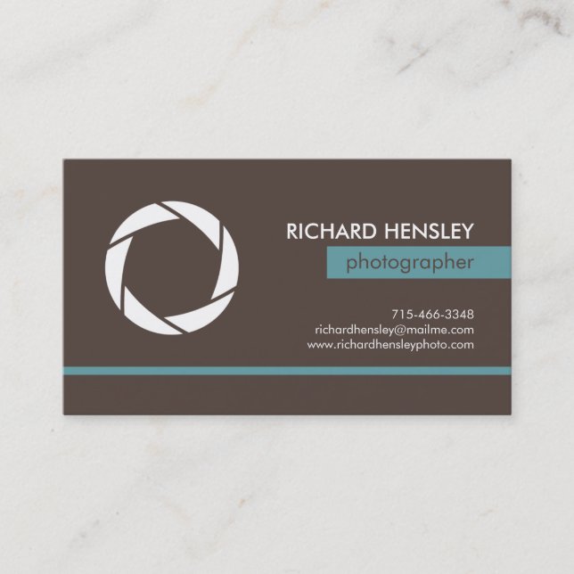 Tarjeta de visita profesional del fotógrafo (Anverso)