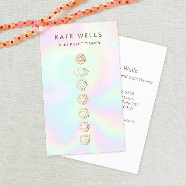 Tarjeta De Visita Profesional del Holográfico Chakras Reiki (Subido por el creador)