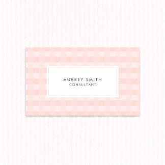 Tarjeta De Visita Profesional del patrón de Gingham rosa claro