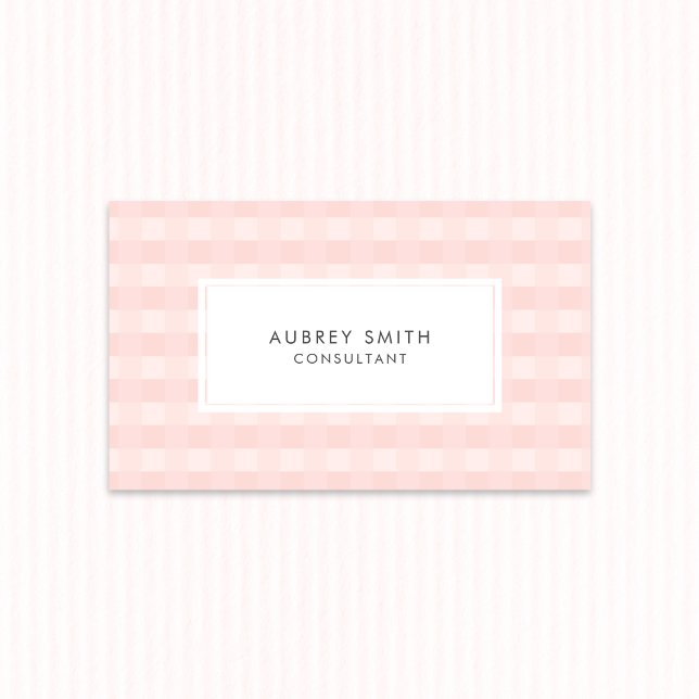 Tarjeta De Visita Profesional del patrón de Gingham rosa claro (Subido por el creador)