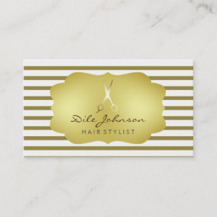 Tarjeta De Visita Profesional del salón del oro rayado del estilist
