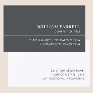 Tarjeta De Visita Profesional Ejecutivo Gris Oscuro Blanco Personali