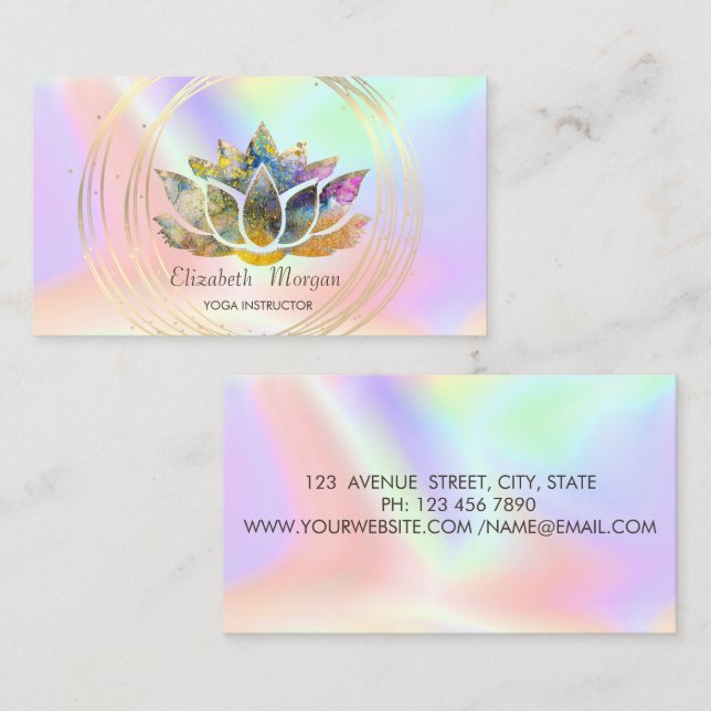 Tarjeta De Visita Profesional elegante,Círculos dorados Lotus Opal (Anverso / Reverso)