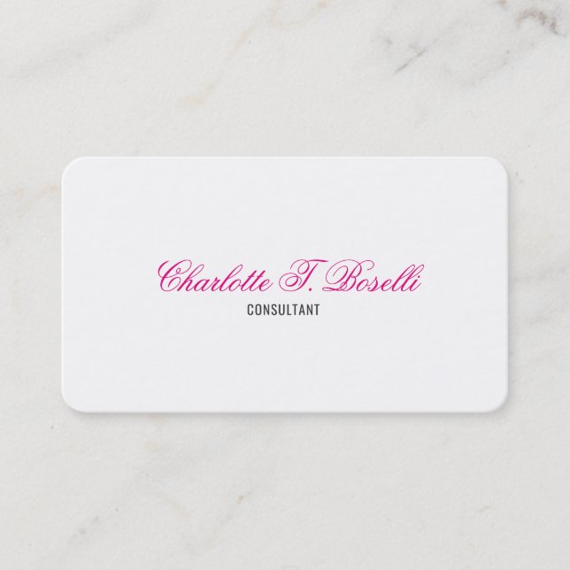 Tarjeta De Visita Profesional elegante de escritura a mano femenino  (Anverso)