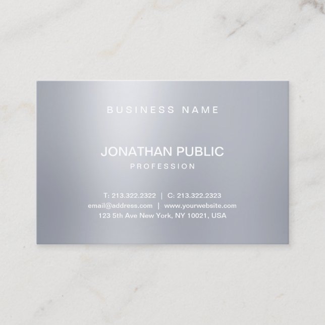 Tarjeta De Visita Profesional elegante de la plantilla de plata (Anverso)