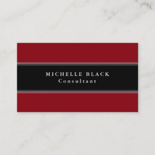 Tarjeta De Visita Profesional elegante de moda de franjas negras roj