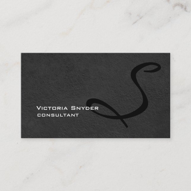 Tarjeta De Visita Profesional elegante de monograma negro gris (Anverso)