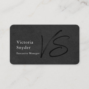Tarjeta De Visita Profesional elegante de monograma negro gris