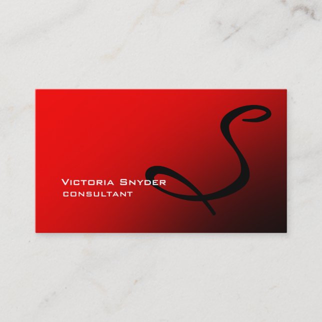 Tarjeta De Visita Profesional elegante de monograma rojo negro (Anverso)