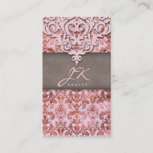 Tarjeta De Visita Profesional elegante del rosa del damasco del
