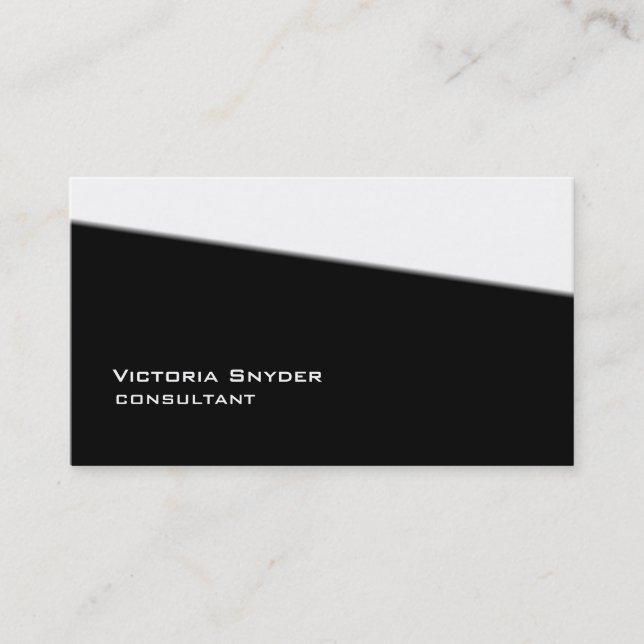 Tarjeta De Visita Profesional elegante en blanco negro (Anverso)