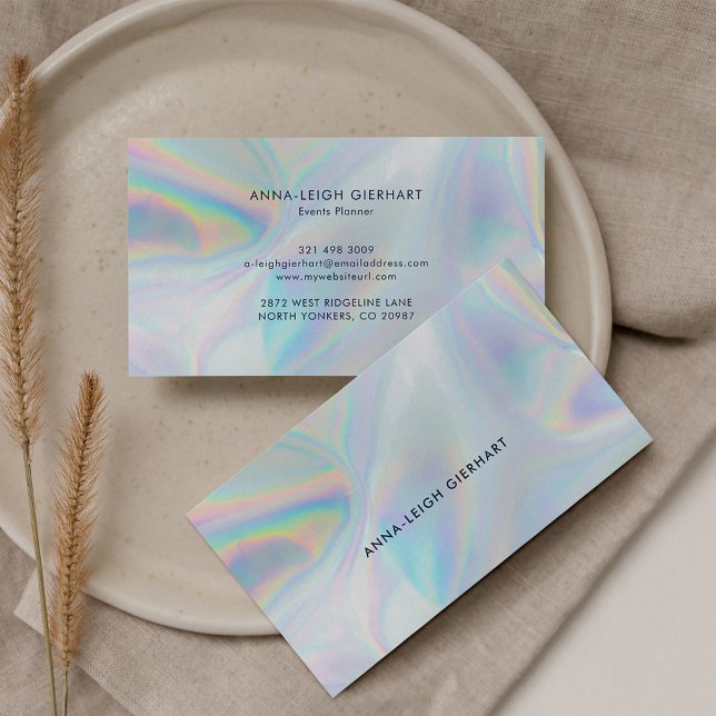 Tarjeta De Visita Profesional elegante holográfico (Minimalist Holographic Typography Business Card)