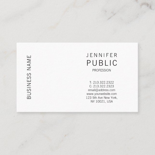 Tarjeta De Visita Profesional elegante llanura elegante Minimalista  (Anverso)
