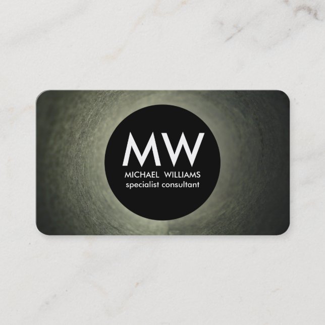 Tarjeta De Visita Profesional elegante metal círculo negro esfera (Anverso)