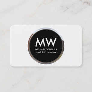 Tarjeta De Visita Profesional elegante metal círculo negro plata