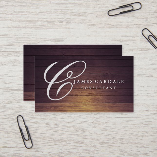 Tarjeta De Visita Profesional Elegante Moderno Madera Marrón Lap (Anverso/Reverso In Situ)