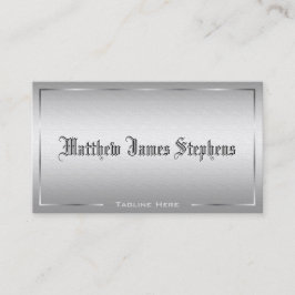 Tarjeta De Visita Profesional Elegante Moderno Metálico Plateado UE