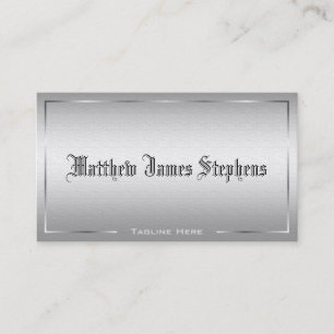 Tarjeta De Visita Profesional Elegante Moderno Metálico Plateado UE