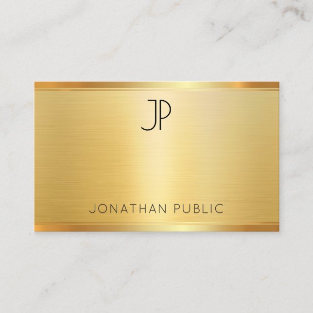 Tarjeta De Visita Profesional Elegante Plantilla Moderna Faux Gold (Anverso)