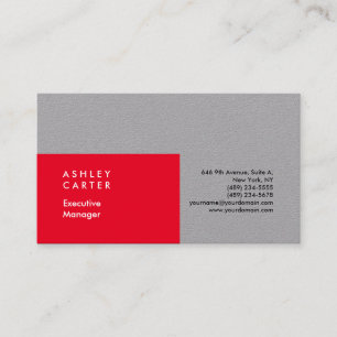 Tarjeta De Visita Profesional elegante sencillo minimalista rojo gri