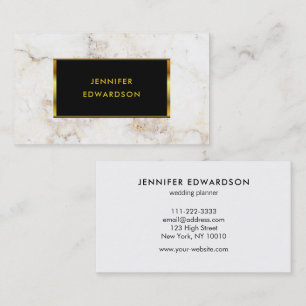 Tarjeta De Visita Profesional elegante y elegante de mármol blanco