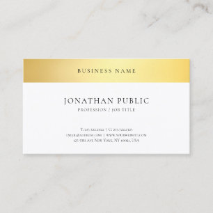 Tarjeta De Visita Profesional elegante y elegante de oro blanco
