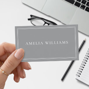 Tarjeta De Visita Profesional elegante y gris Minimalista