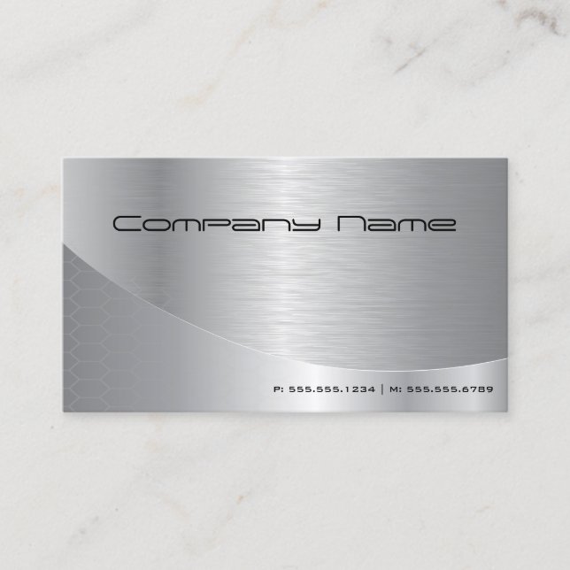 Tarjeta De Visita Profesional elegante y moderno Brushand Silver Bus (Anverso)