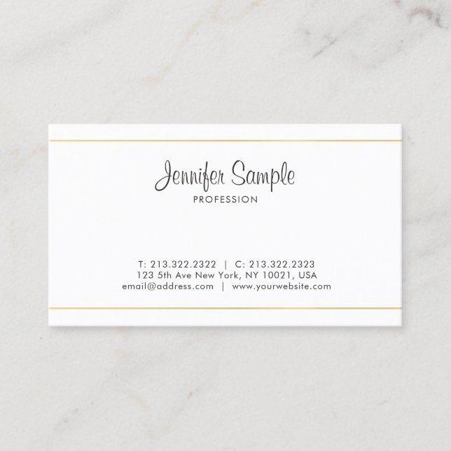 Tarjeta De Visita Profesional elegante y moderno de la Plata Blanca  (Anverso)