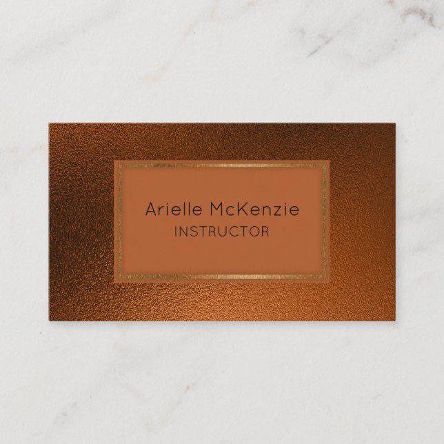 Tarjeta De Visita Profesional elegante y moderno oro de cobre metáli (Anverso)