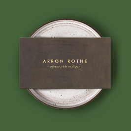 Tarjeta De Visita Profesional elegante y simple de cuero marrón