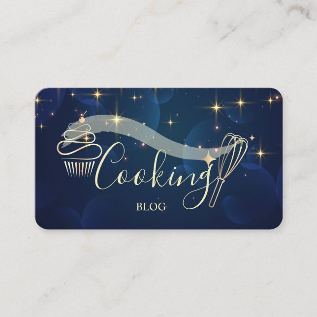 Tarjeta De Visita  Profesional,Estrellas de Oro, Batidor, Cupcake, C (Anverso)