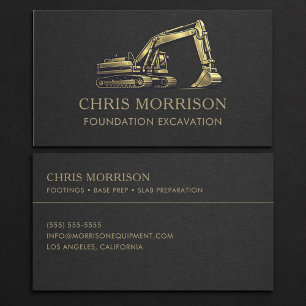 Tarjeta De Visita Profesional Excavación de Cimientos Excavadora