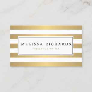 Tarjeta de visita profesional Faux Gold Striped