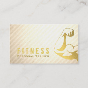 Tarjeta De Visita Profesional Fitness Personal Trainer Músculo de Or