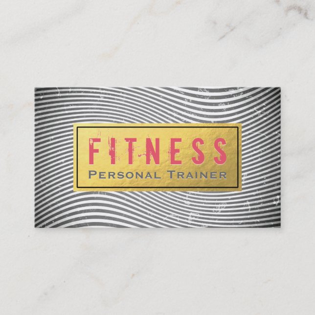 Tarjeta De Visita Profesional Fitness Personal Trainer Negro y Oro (Anverso)
