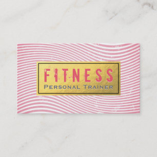 Tarjeta De Visita Profesional Fitness Personal Trainer Rosa y Oro