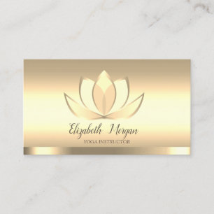 Tarjeta De Visita Profesional Flor de Loto Dorada Chic Yoga