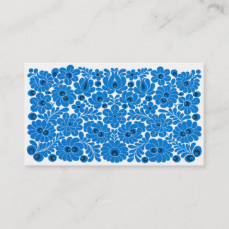 Tarjeta de visita profesional Floral blanca y azul