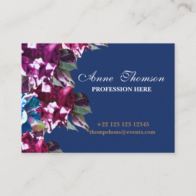 Tarjeta de visita profesional floral elegante, (Anverso)