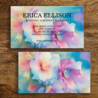 Tarjeta De Visita Profesional Floral Femenina Acuarela Pastel