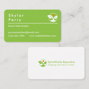 Tarjeta De Visita Profesional Fresco Verde Ecológico SylvaWorks Ejec