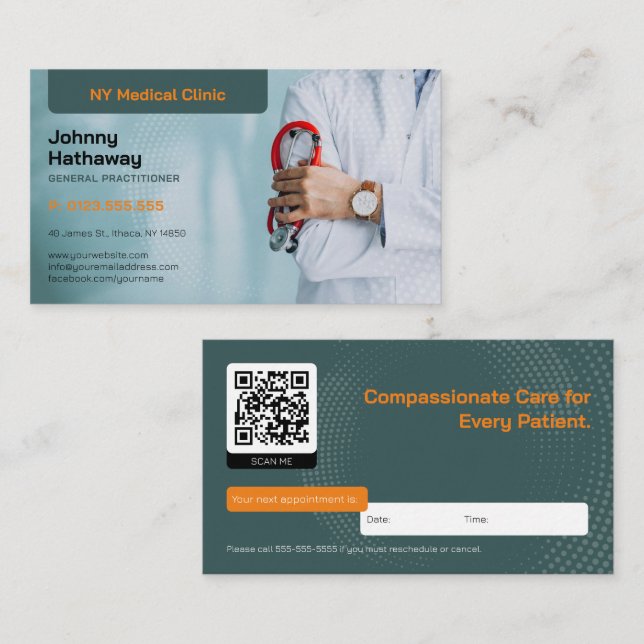 Tarjeta De Visita Profesional general | Médico profesional (Anverso / Reverso)