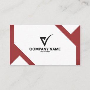 Tarjeta De Visita Profesional Geométrico Moderno Rojo y Blanco