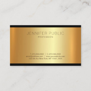 Tarjeta De Visita Profesional Glamoroso del Oro Moderno y De Buen Gu