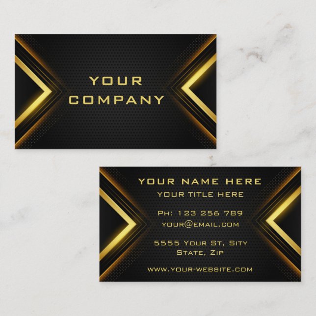 Tarjeta de visita profesional Gold Black (Anverso / Reverso)