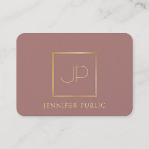 Tarjeta De Visita Profesional Gold Monogram Modern Template Luxury