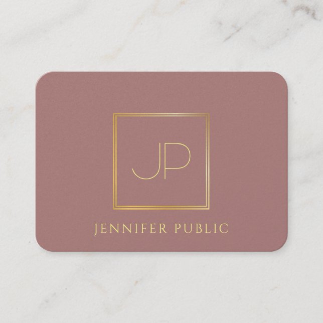 Tarjeta De Visita Profesional Gold Monogram Modern Template Luxury (Anverso)