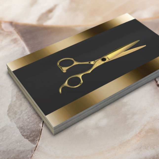 Tarjeta De Visita Profesional Gold Scissor Hair Stylist (Subido por el creador)